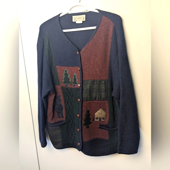 VINTAGE 1990 Women Sweater Made In Hong Kong Size M 100% Wool Winter Vibes - Picture 1 of 11